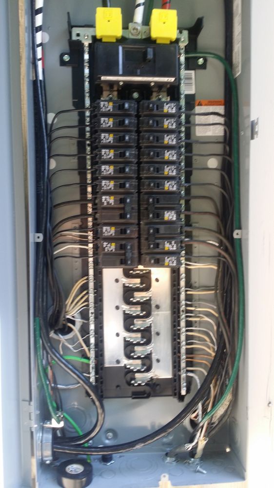 Neatly wired electrical panel completed by Scarbrough Electric